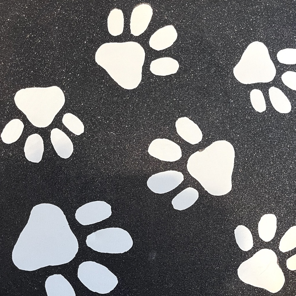 18x18 wall art paw prints black sparkly canvas